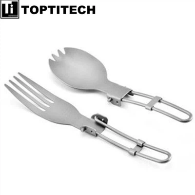 Opvouwbare pure titanium lepel en vork